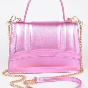 Metallic Top Handle Crossbody Bag